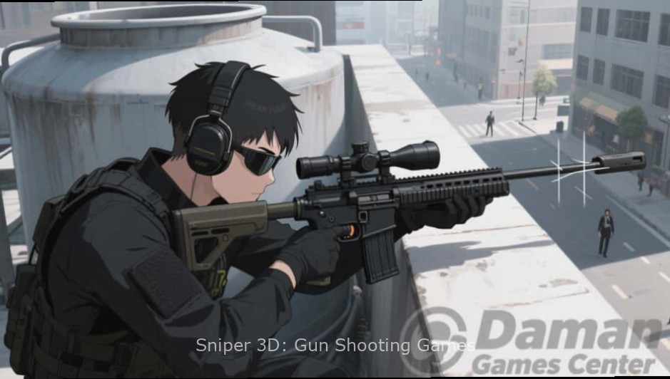 Sniper 3D: Gun Shooting Games weapon customization screen showing various sniper rifles and attachments