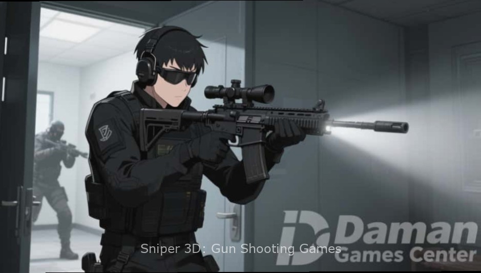 Sniper 3D: Gun Shooting Games Indian tournament finals showing players competing on stage with large screens displaying the game